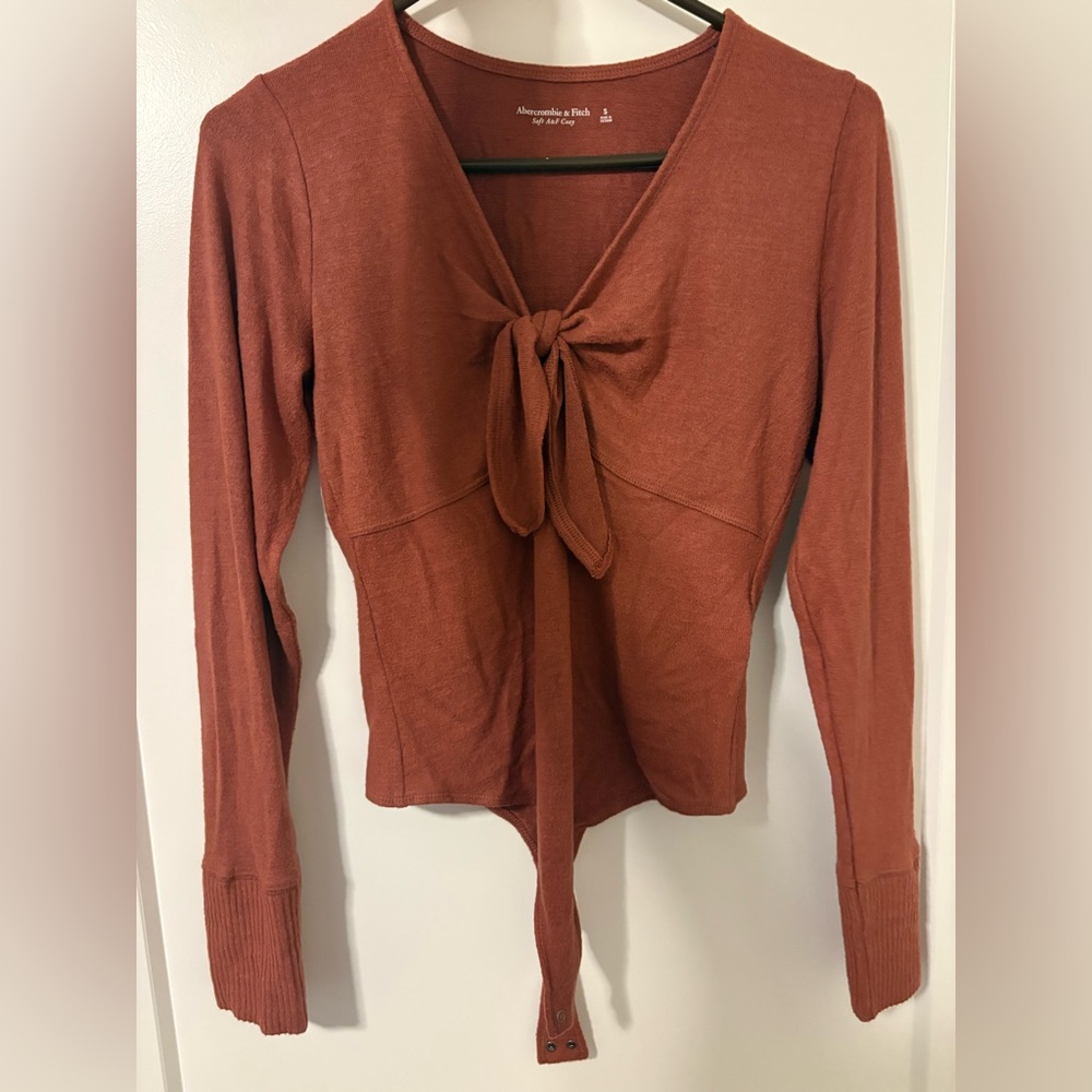 Abercrombie & Fitch Terracotta Tie-Front Bodysuit